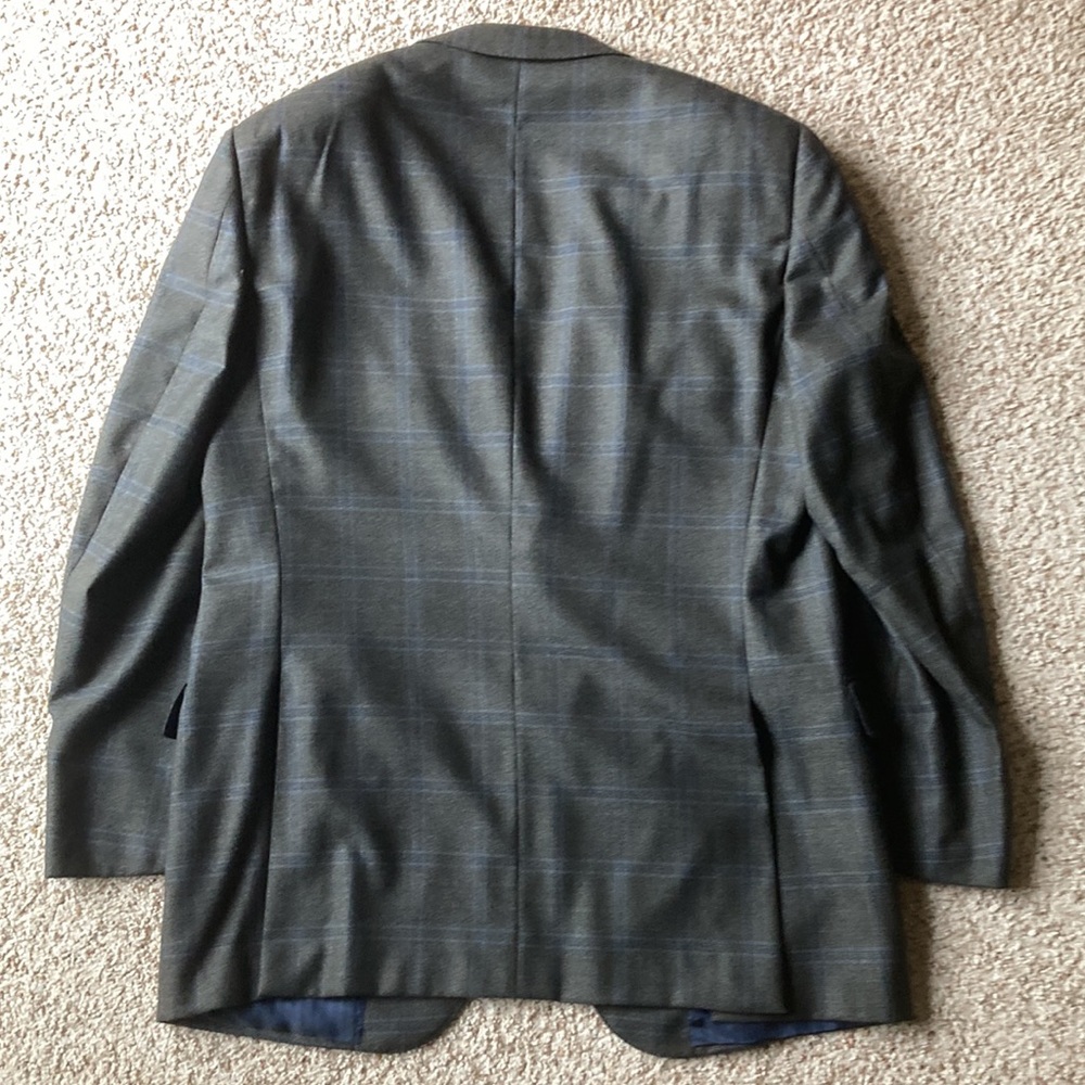 Ermenegildo Zegna Green Blue Windowpane Check Wool Sport Coat Eu 54 US 44 - Picture 7 of 12